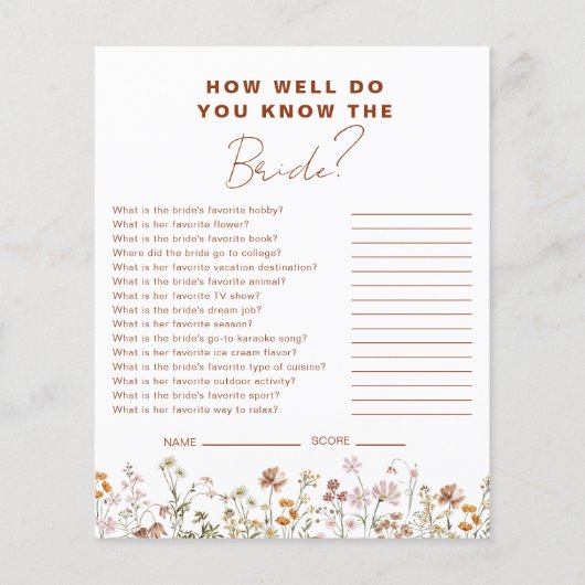 Wildflower Hoe goed ken je de bruid? (Voorkant)