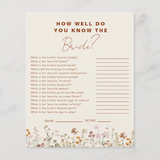 Wildflower Hoe goed ken je de bruid? (Voorkant)