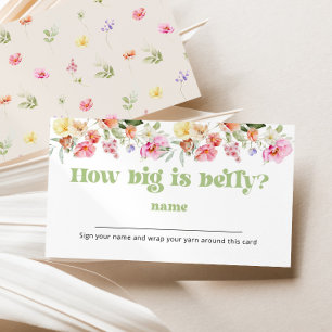 Wildflower Hoe groot is de buik baby shower spel Informatiekaartje