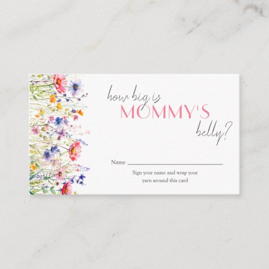 Wildflower Hoe groot is mama's buik Baby shower Informatiekaartje (Voorkant)