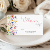 Wildflower Hoe groot is mama's buik Baby shower Informatiekaartje