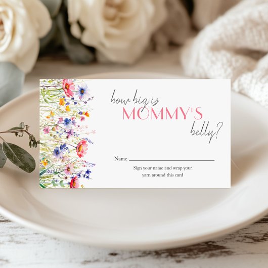 Wildflower Hoe groot is mama's buik Baby shower Informatiekaartje