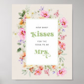 Wildflower hoeveel kisses vrijgezellenfeest spel poster (Voorkant)