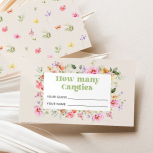 Wildflower Hoeveel snoepjes Baby Shower spel Informatiekaartje