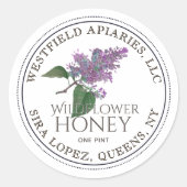 Wildflower Honey Jar Bloem Paarse Lila Ronde Sticker (Voorkant)