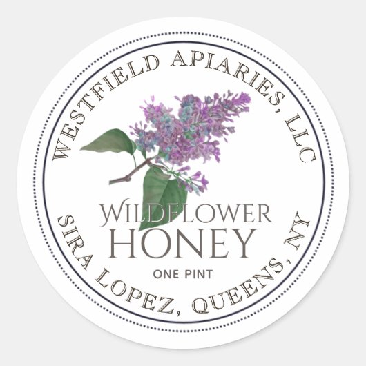 Wildflower Honey Jar Bloem Paarse Lila Ronde Sticker (Voorkant)