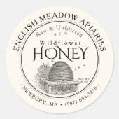 WILDFLOWER Honey Label met  skep (Voorkant)