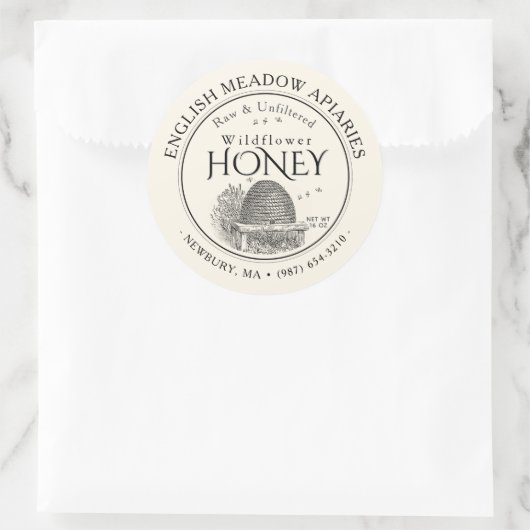 WILDFLOWER Honey Label met  skep (Tas)