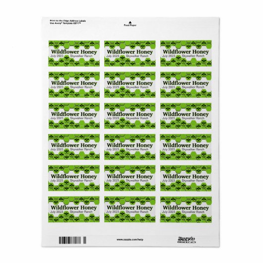 Wildflower Honeycomb Honey Jar Etiket (Full Sheet)