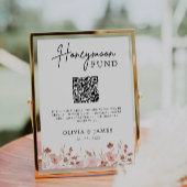 Wildflower Honeymoon Fund QR Code Sign, bruiloft Kaart