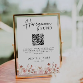 Wildflower Honeymoon Fund QR Code Sign, bruiloft Kaart
