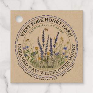 Wildflower honing label bijen gestreepte grens kra