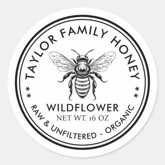 Wildflower honing label met aangepaste kleur bij (Voorkant)