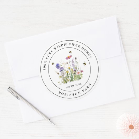 Wildflower Honing Label met bijen (Envelop)
