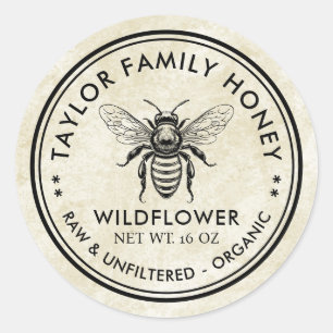 Wildflower honing label met honingbij