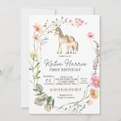 Wildflower Horse Birthday Uitnodiging (Voorkant)