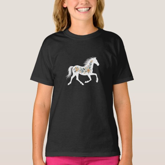 Wildflower Horse Design with Country Western Vibe T-shirt (Voorkant)