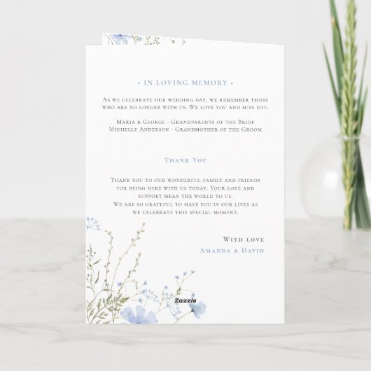 Wildflower huwelijksceremonie programma Kaart (Achterkant)