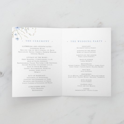 Wildflower huwelijksceremonie programma Kaart (Binnen)