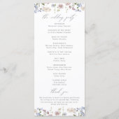 Wildflower huwelijksprogramma Bloemen Orde van Ser Programmakaart (Achterkant)