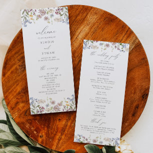 Wildflower huwelijksprogramma Bloemen Orde van Ser Programmakaart