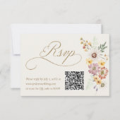 Wildflower Huwelijksreactiekaart met QR-code RSVP Kaartje (Voorkant)