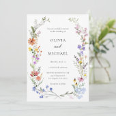 Wildflower Huwelijksuitnodiging Boho Floral Sjablo Kaart (Staand voorkant)
