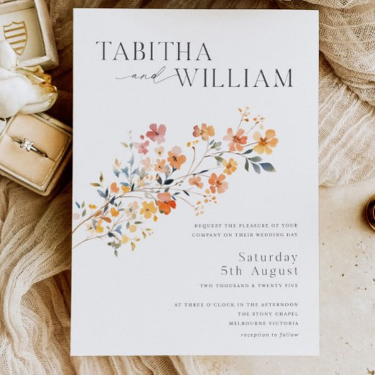 Wildflower Huwelijksuitnodiging Sjabloon Boho Flor Kaart