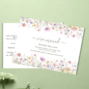 Wildflower Ik ben verhuisd   Aankondiging verhuizi Briefkaart
