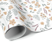 Wildflower Illustrated Wrapping Paper - Orange Cadeaupapier (Rol Hoek)