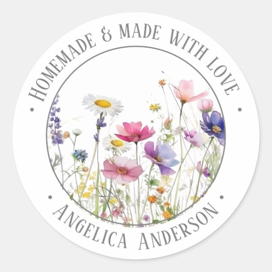 Wildflower illustratie aangepaste tekst sticker (Voorkant)