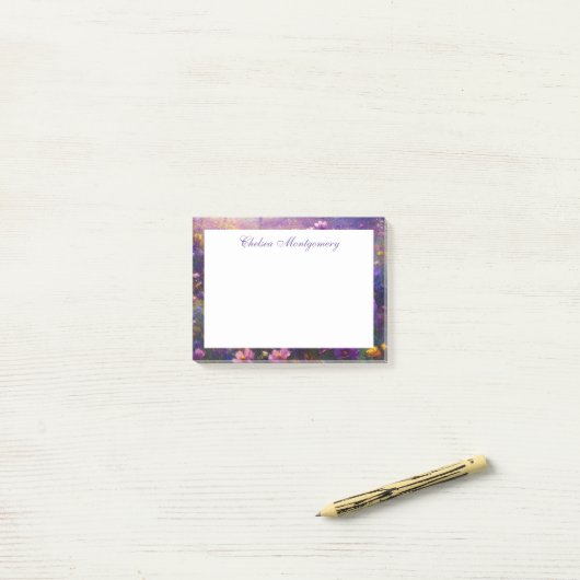 Wildflower impressionistisch schilderij gepersonal post-it® notes (Op bureau)