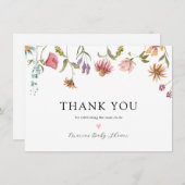 Wildflower in Bloom Baby shower Dank u Bedankkaart (Voorkant / Achterkant)