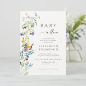 Wildflower in Bloom Elegant Waterverf Baby shower Kaart (Staand voorkant)