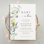 Wildflower in Bloom Elegant Waterverf Baby shower Kaart