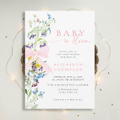 Wildflower in Bloom Garden Bow Girl Baby shower Kaart