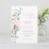 Wildflower in Bloom Garden Bow Girl Baby shower Kaart (Staand voorkant)