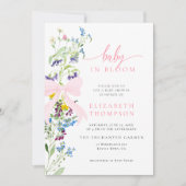 Wildflower in Bloom Pink Bow Girl Baby shower Kaart (Voorkant)