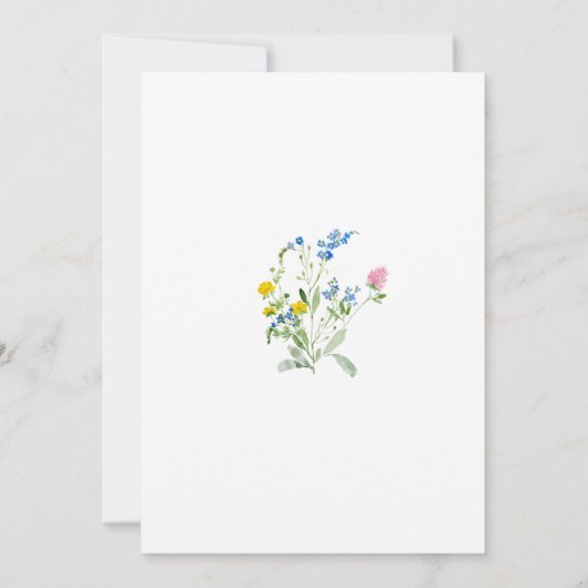 Wildflower in Bloom Pink Bow Girl Baby shower Kaart (Achterkant)