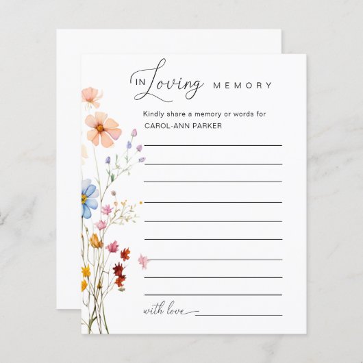 Wildflower "in liefdevolle herinnering" begrafenis (Voorkant / Achterkant)