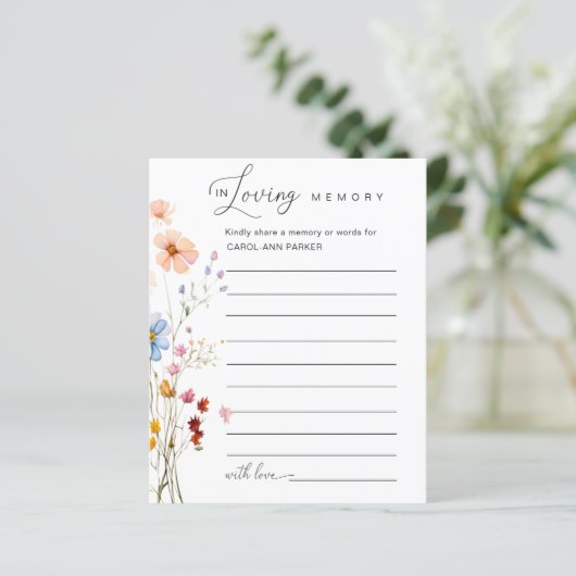 Wildflower "in liefdevolle herinnering" begrafenis (Staand voorkant)