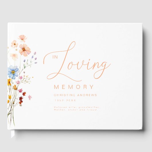 Wildflower "in liefdevolle herinnering" begrafenis gastenboek (Voorkant)