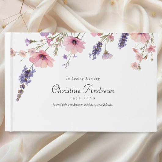 Wildflower "in liefdevolle herinnering" begrafenis gastenboek