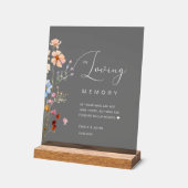 Wildflower "in liefdevolle herinnering" bruiloft acryl bord (Hoek)