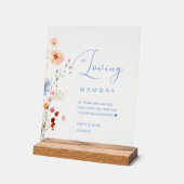 Wildflower "in liefdevolle herinnering" bruiloft acryl bord (Hoek)