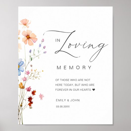 Wildflower "in liefdevolle herinnering" bruiloft poster (Voorkant)
