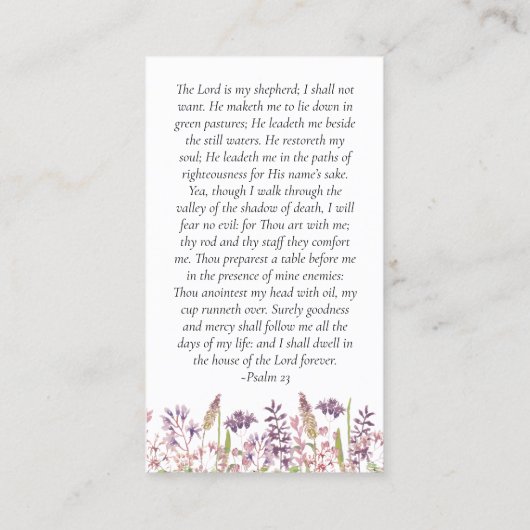 Wildflower in liefdevolle herinnering Gebed Kaart Contactkaartje (Achterkant)