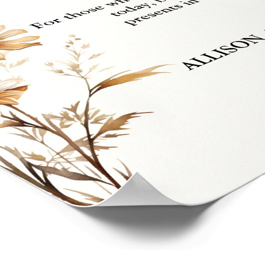 Wildflower in liefdevolle herinnering teken bruilo poster (Hoek)