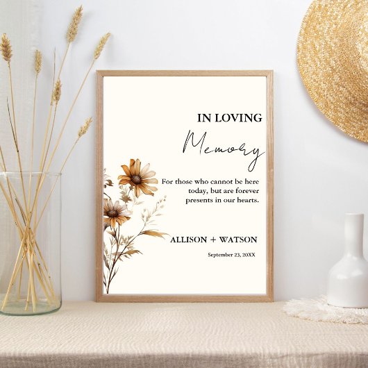 Wildflower in liefdevolle herinnering teken bruilo poster