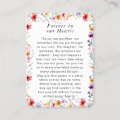 Wildflower "In Loving Memory" Photo Memorial  Visitekaartje (Achterkant)